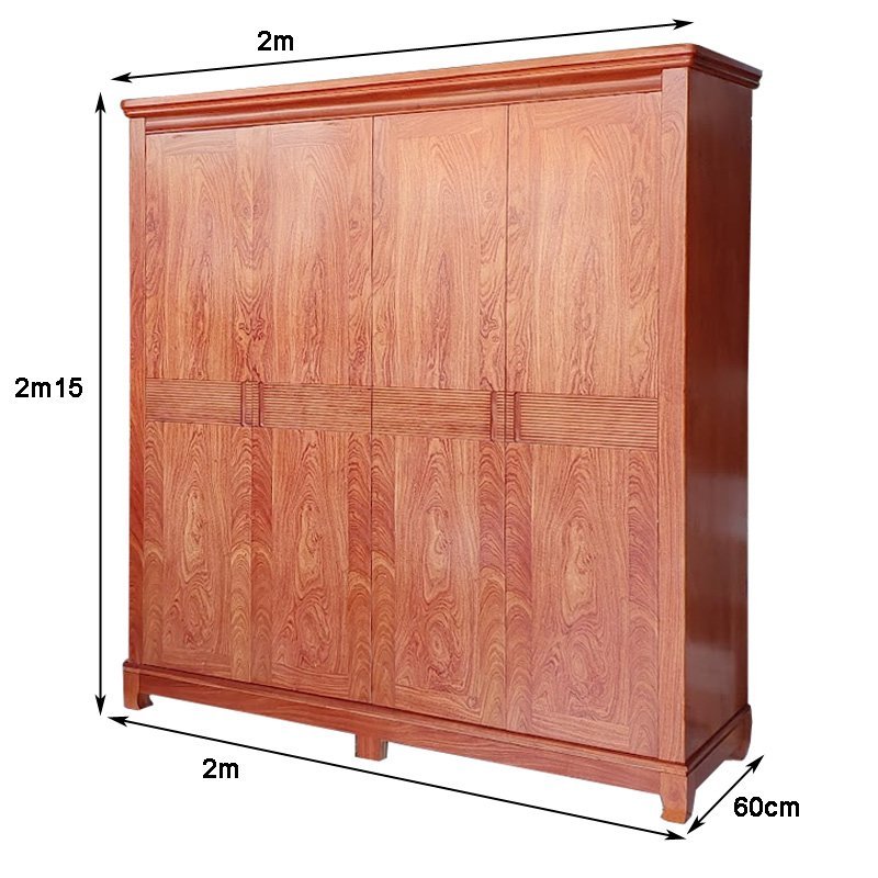 Tủ gỗ đựng quần áo gỗ tự nhiên vân hương đá MS 3074 - Ảnh 6