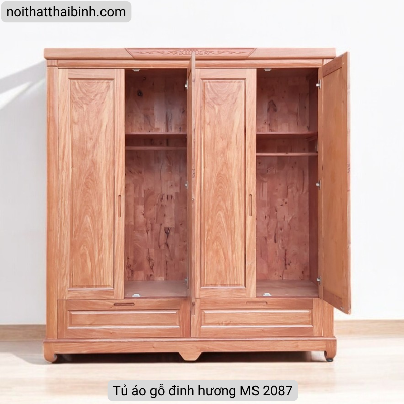 Tủ áo gỗ tự nhiên vân đinh hương MS 2087 - Ảnh 2