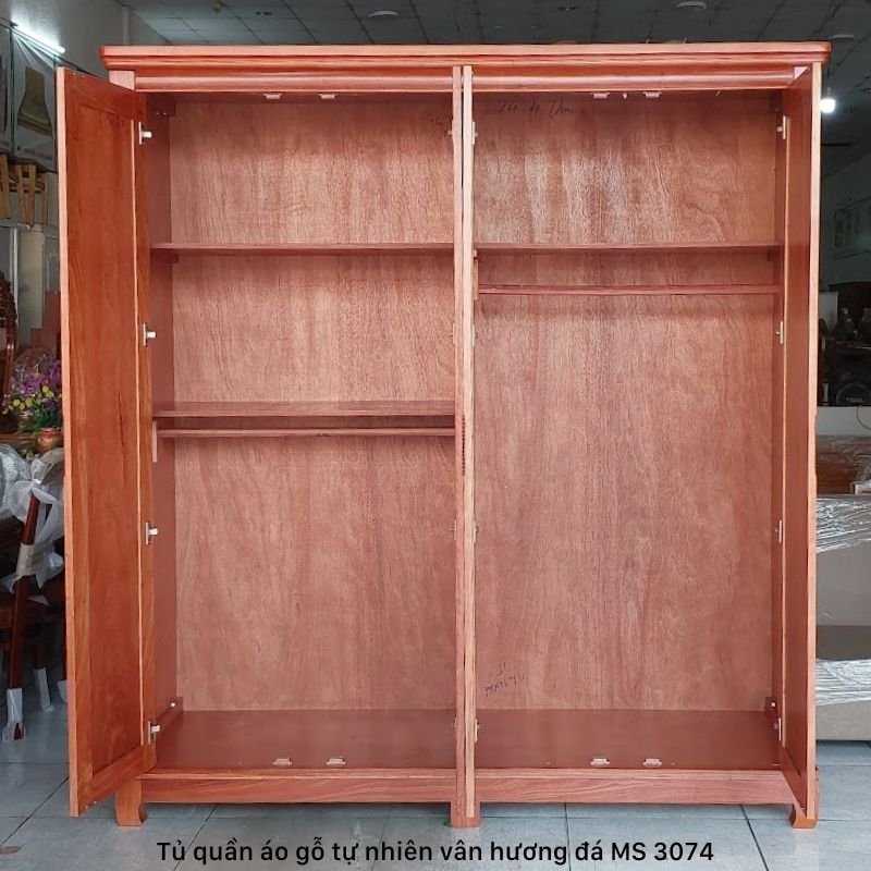 Tủ gỗ đựng quần áo gỗ tự nhiên vân hương đá MS 3074 - Ảnh 3