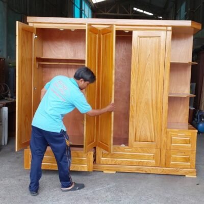 Tủ quần áo 4 cánh kèm kệ trang trí MS 3263