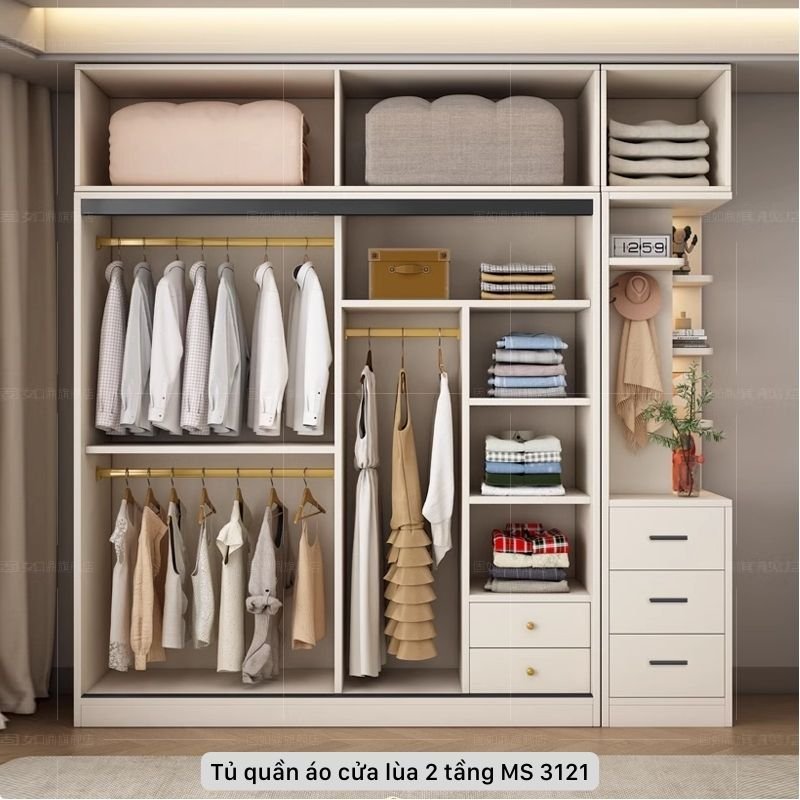 Tủ quần áo cửa lùa 2 tầng MS 3121 - Ảnh 4
