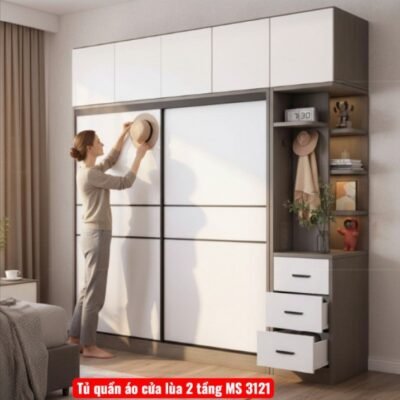 Tủ quần áo cửa lùa 2 tầng MS 3121