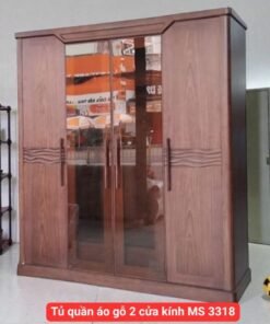 Tủ quần áo gỗ 2 cửa kính MS 3318
