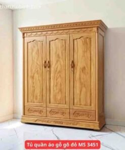 Tủ quần áo gỗ gõ đỏ 3 cánh