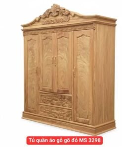 Tủ quần áo gỗ gõ đỏ MS 3298