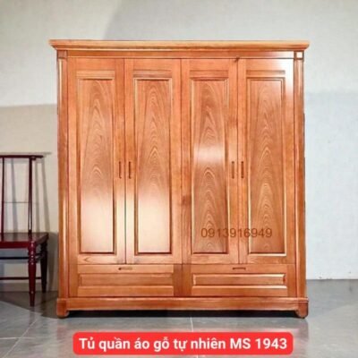 Tủ quần áo gỗ vân xoan đào tự nhiên MS 1943
