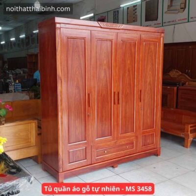 Tủ quần áo gỗ tự nhiên 4 cánh cao cấp