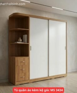 Tủ quần áo kèm kệ góc MS 3434