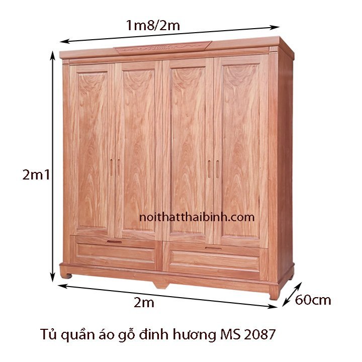 Tủ áo gỗ tự nhiên vân đinh hương MS 2087 - Ảnh 4
