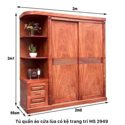 Alternative view of Tủ quần áo cửa lùa có kệ trang trí MS 2949