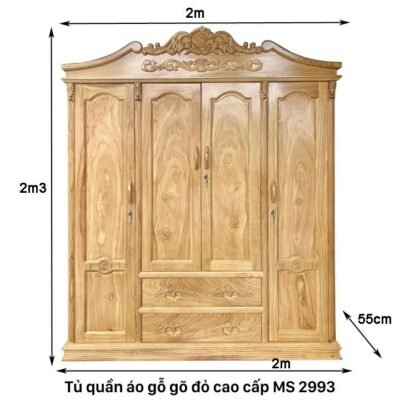 Alternative view of Tủ quần áo gỗ gõ đỏ cao cấp MS 2993