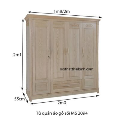 Alternative view of Tủ quần áo gỗ sồi 4 cánh 2094