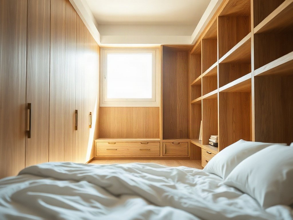 Nội thất bên trong tủ quần áo gỗ sồi
