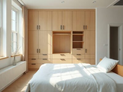 Tủ quần áo âm tường trong căn hộ hiện đại
