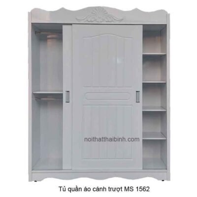 Tủ quần áo cánh trượt màu trắng MS 1562 Giá bán= 9,000,000đ giảm còn= 7,000,000đ