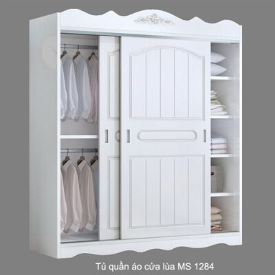 Tủ quần áo cửa lùa màu trắng MS 1284 Giá bán = 10.000.000đ giảm còn = 8.000.000đ