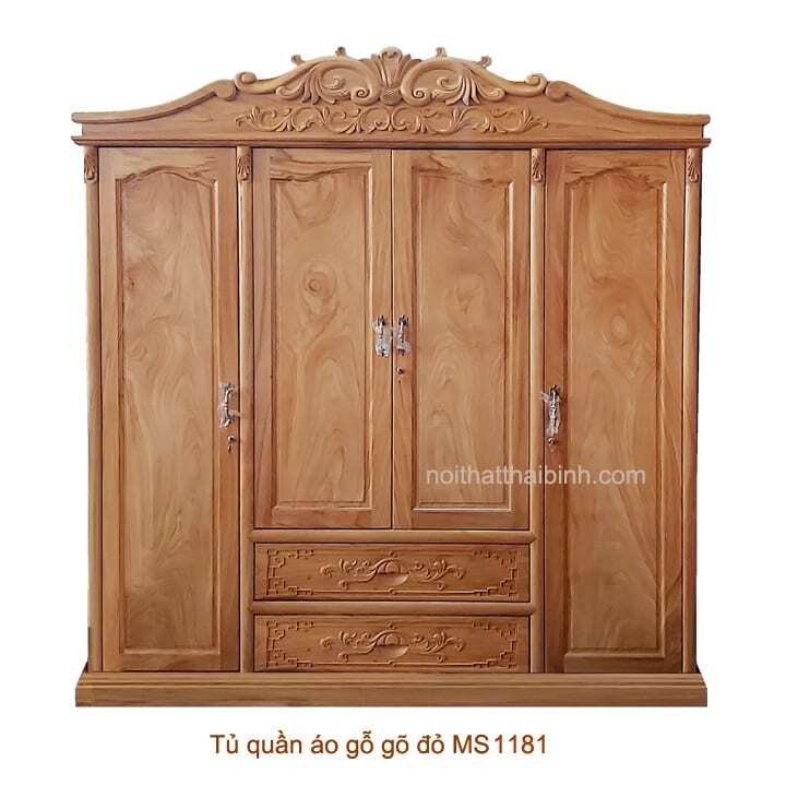 Tủ quần áo gỗ gõ đỏ 2m MS 1181 Giá bán = 39.000.000 đ Giản còn 34.000.000 đ