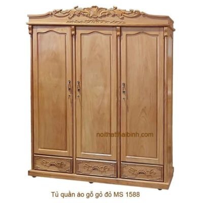 Tủ quần áo gỗ gõ đỏ MS 1588 Giá bán= 42,000,000đ giảm còn= 32,000,000đ