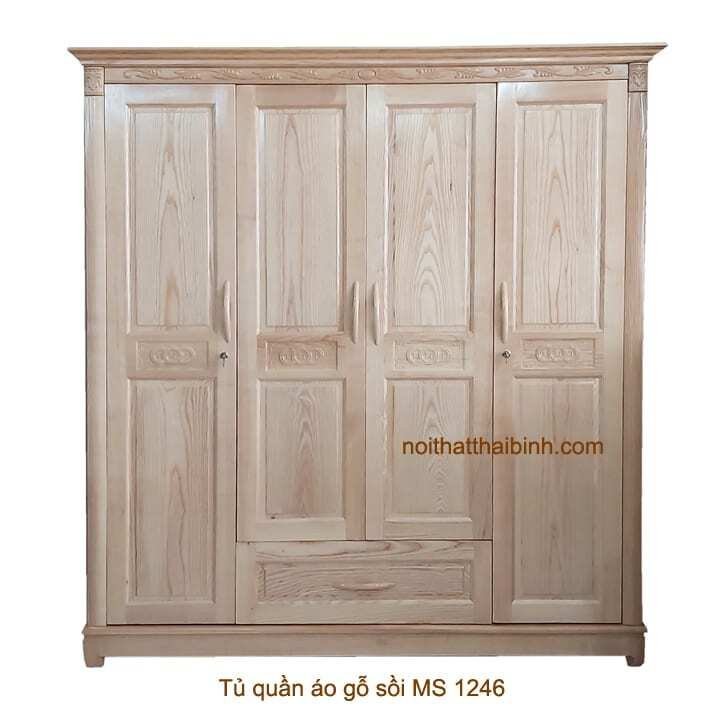 Tủ quần áo gỗ sồi cao cấp MS 1246 Giá bán = 13.500.000 đ giảm còn = 12.500.000 đ
